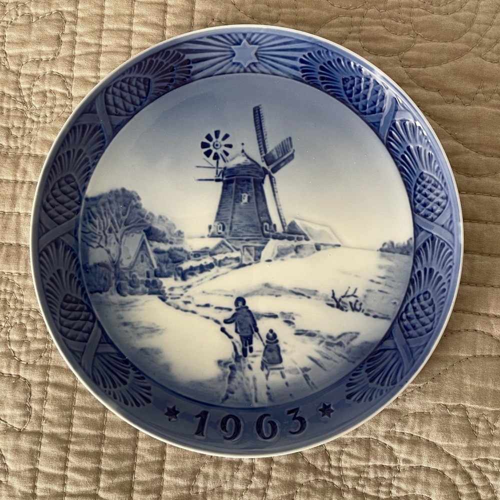 1963 Royal Copenhagen Christmas Plate. “Windmill”